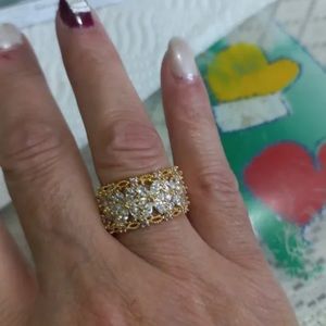 18k Gold Vermil & White Topaz Ring Adjustable 6-8